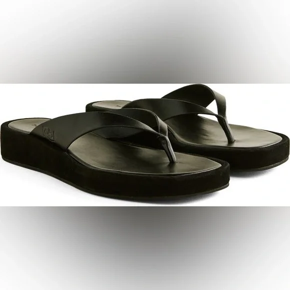 Reformation Eden Platform Thong Sandals Black Platform Size 7 - Picture 6 of 14